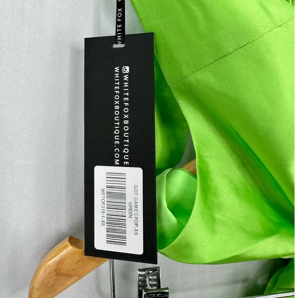 White Fox Got Game 2 Piece Satin Maxi Skirt & Crop Top Set Lime Green XS NWT - Picture 5 of 11